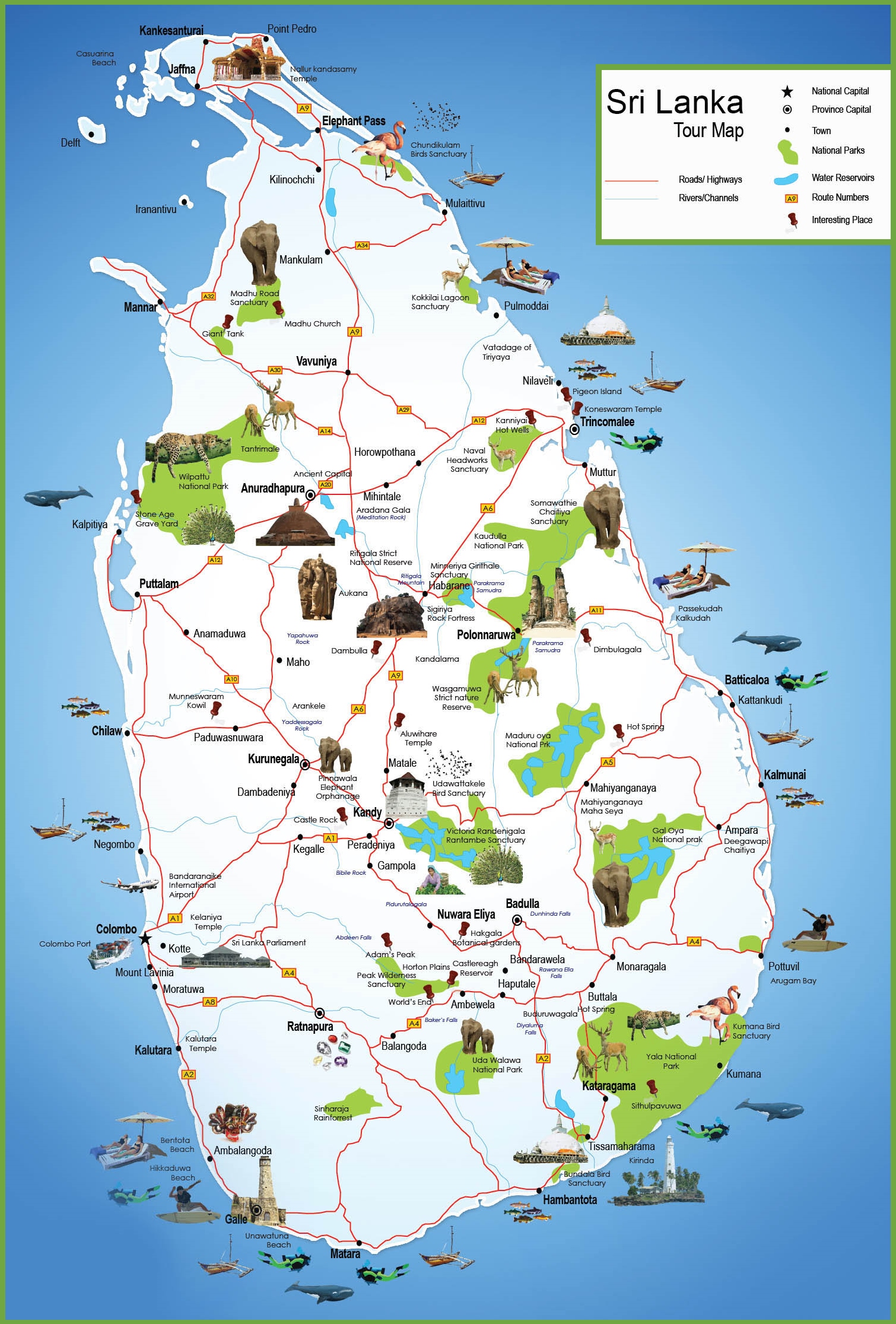 Mapa turístico de Sri Lanka  Fascinante Sri Lanka  (13 días) sri lanka travel map
